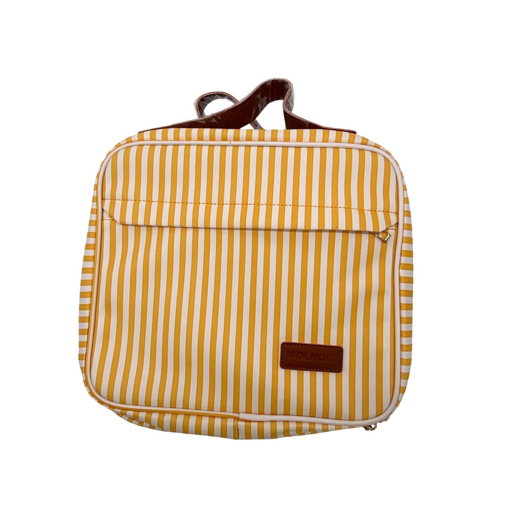 WDLHOC Yellow White Striped Hanging Toiletry Bag Travel Organizer Case NEW